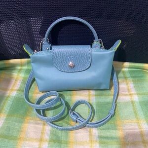 Longchamp Lake Blue Mini Pouch Crossbody With Handle